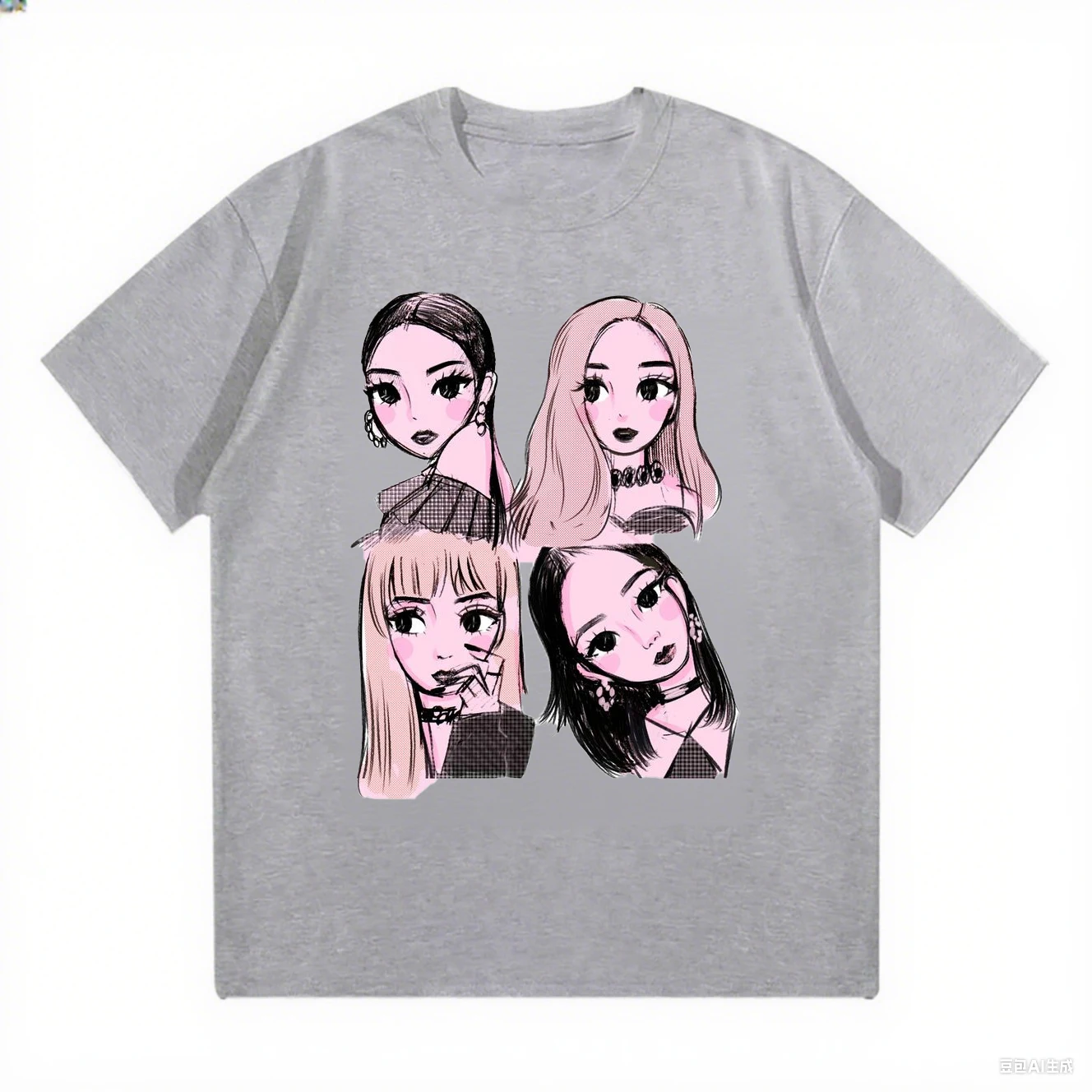 2025 جديد الكورية Kpop BP الوردي الفتيات الجرافيك تي شيرت فضفاض ومريح القطن الثقيل المحملة المرأة قمة الموضة رداء علوي غير رسمي #4