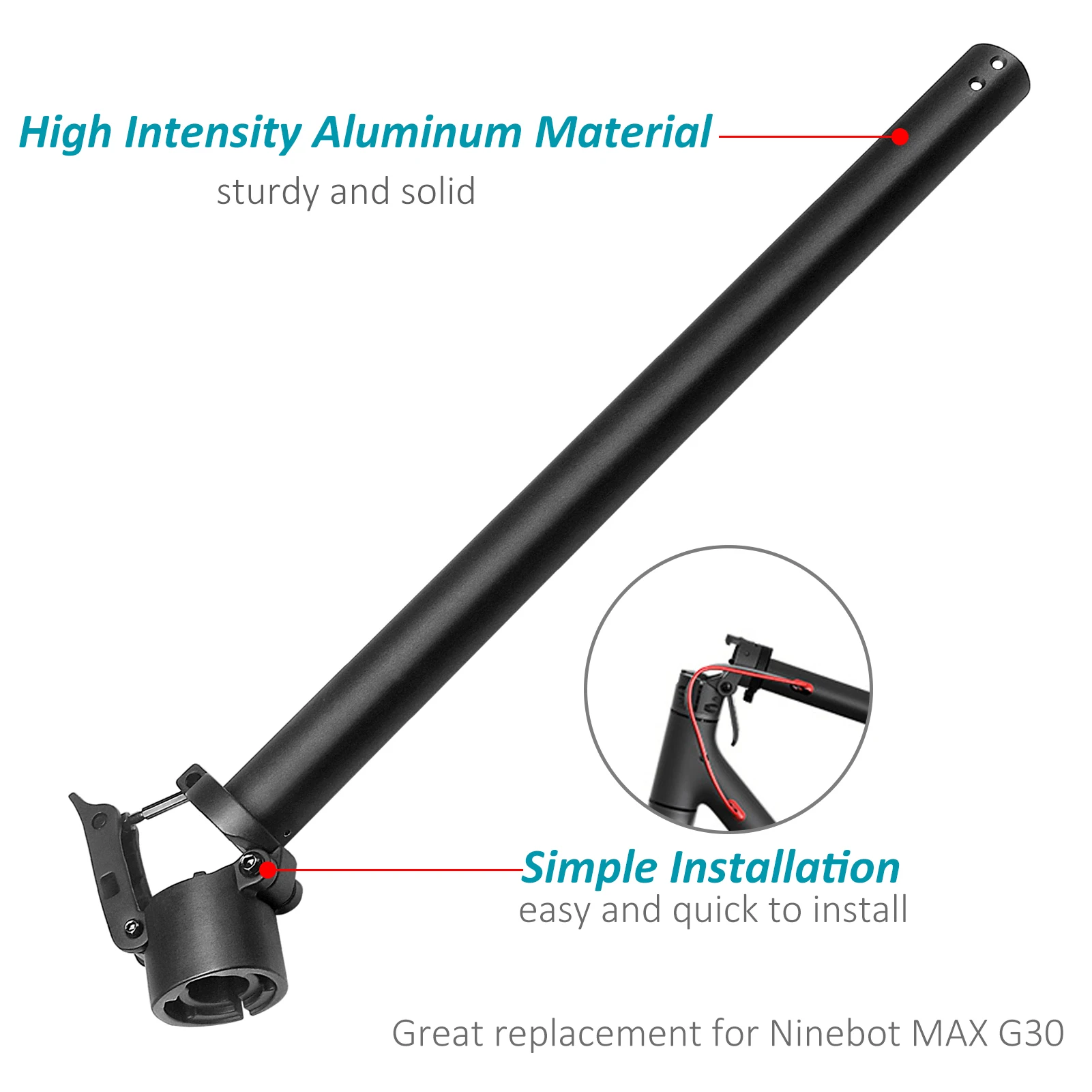 Electric Scooter Folding Pole Front Folding Pole Kit Part Replacement for Ninebot MAX G30