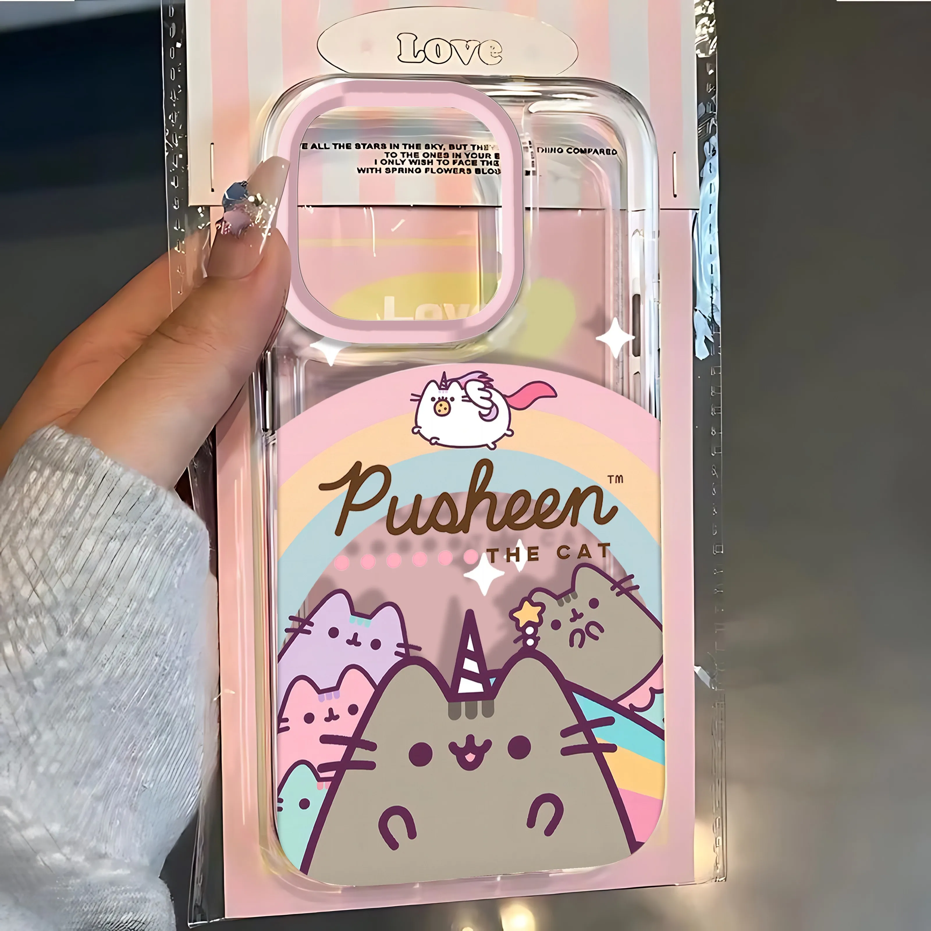 Cartoon donuts Pusheen Cat Clear Space Phone Case For iPhone 11 12 13 14 15 16 Pro Max Mini X Xs XR 7 8 plus Se2020 Clear Cover