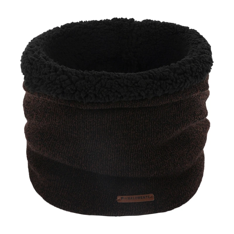 Herren-Winter-Strickhalswärmer-Gamasche, dicker, mit Plüsch gefütterter, winddichter Rundschal