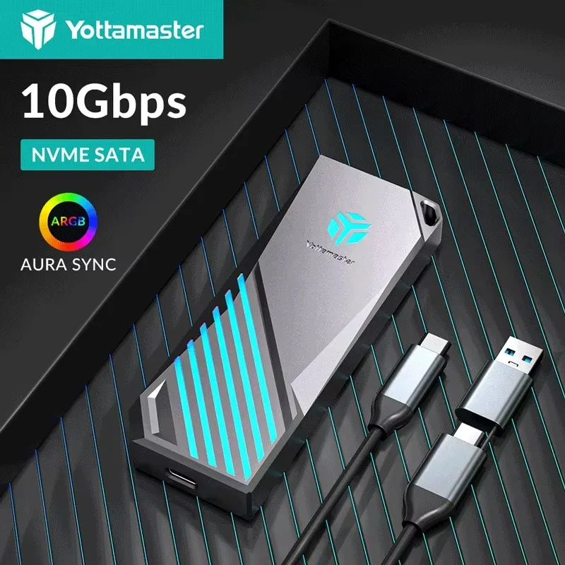 

Адаптер внешнего жесткого диска Yottamaster M.2 SSD чехол NVMe к USB3.2 Gen2 10 Гбит/с NVMe PCIe & 5 Гбит/с AHCI SATA/NGFF