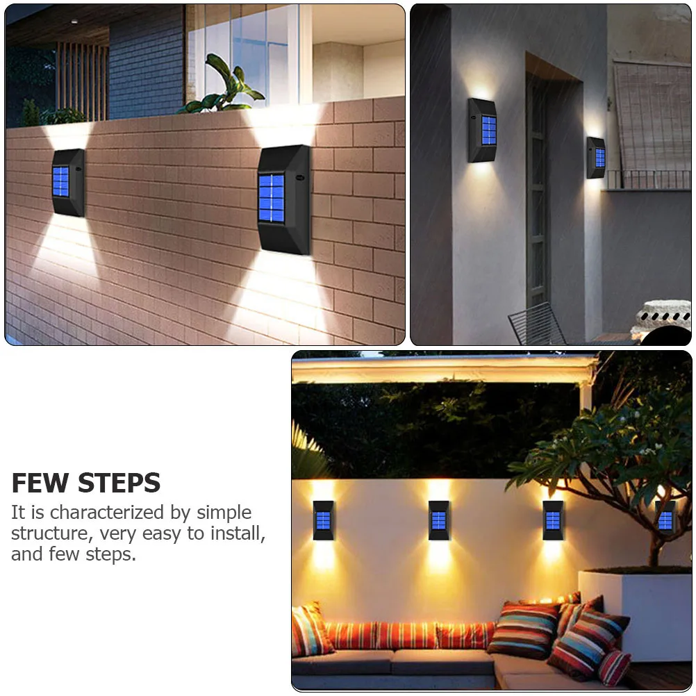 

2Pcs 6LED Solar Wall Light Outdoor Decorative Lamp Durable Waterproof for Corridor Fence Garden Patio Landscape