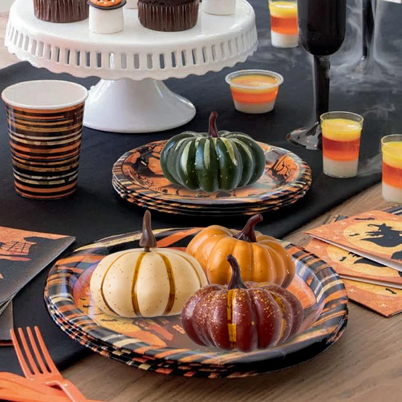 

9PCS Artificial Pumpkin Halloween Decorations Mini Fake Foam Pumpkins Home Farmhouse Harvest Thanksgiving Ornaments Props Crafts
