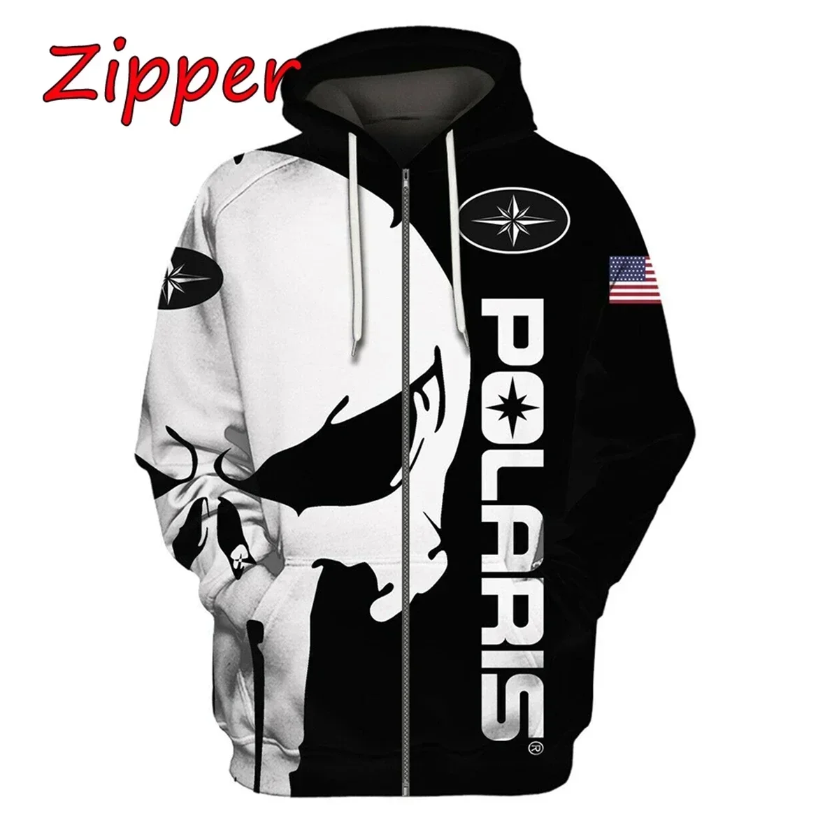 2024 Polaris Racing Rzr Snowmobile Fashion Casual Zip Hoodie Top Hot Sale Men\'s and Women\'s Spring and Autumn Hooded Jacket