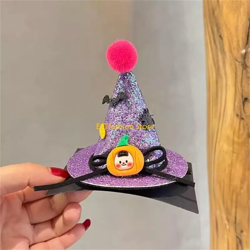 y5gc-Хэллоуин-Симпатичная-кружевная-лента-для-волос-с-блестками-мини-конус