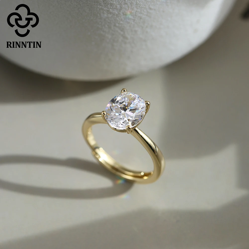 

Rinntin 1pc S925 Sterling Silver 1-3CT Moissanite Finger Ring Gemstone Jewelry GRA Certified for Wedding Eternity Ring SMOR01