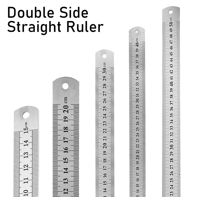 Metal Stainless Steel Straight Ruler Double Side Scale Ruler 150-500mm Precision Measuring Tools School Office Drafting Supplies