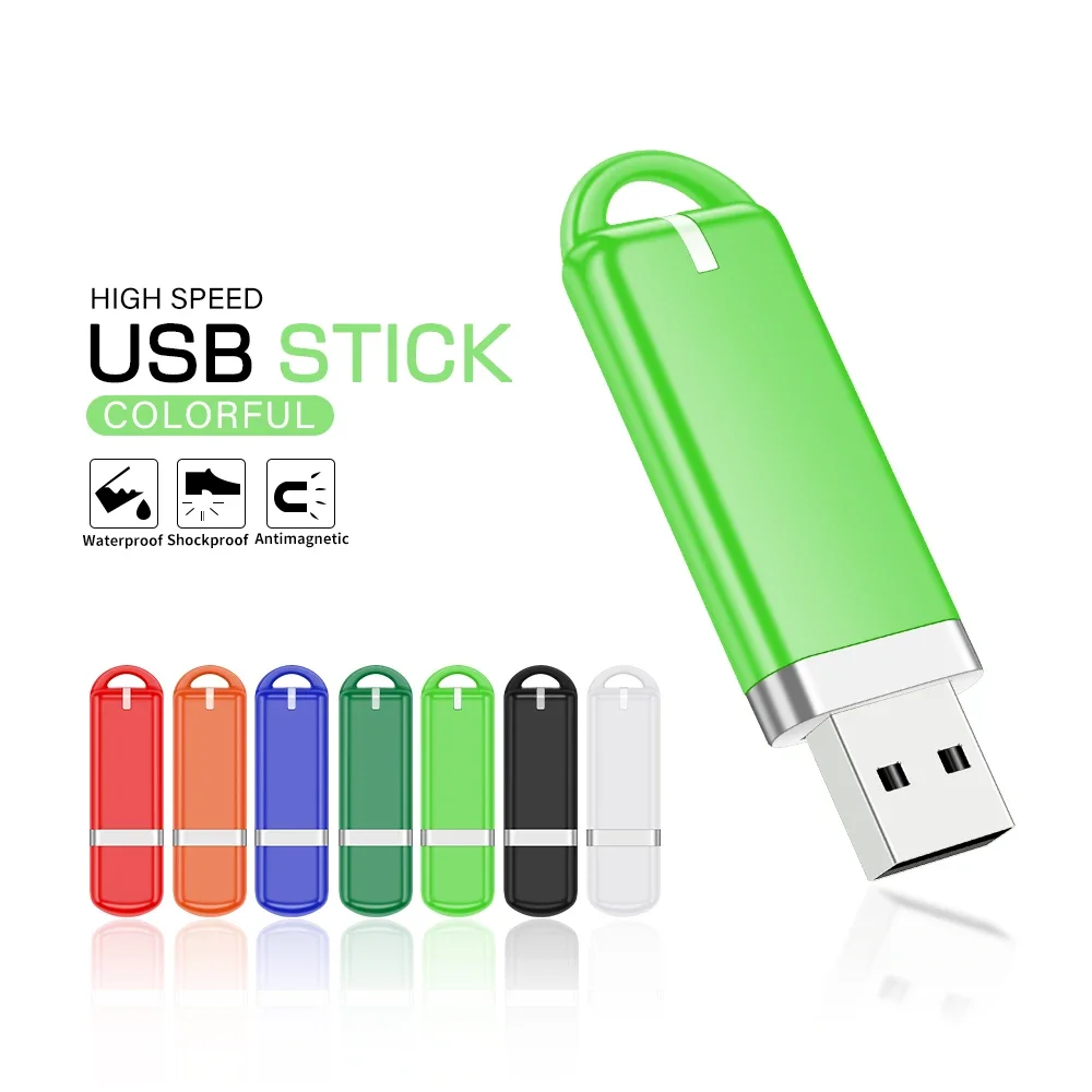 Colorful USB Flash Drive 64GB Plastic Box Pen Drive 32GB Creative Business Gifts Memory Stick 128GB 16GB 8GB 4GB 128MB Pendrive