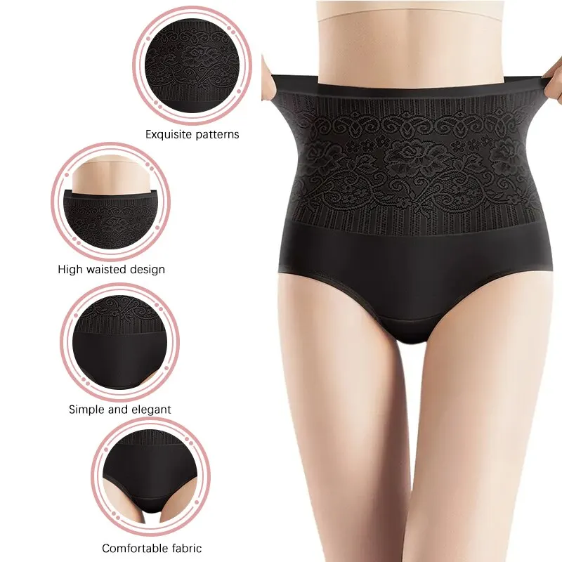 Women Briefs Cozy Solid Color Soft And Comfortable Control Panties High Waist Anti-Pilling Breathable Underpants For Female