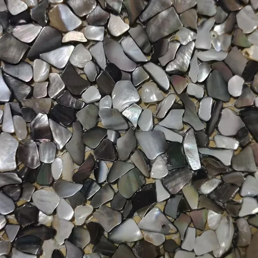 

irregular black lip shell mosaic tile mother of pearl kitchen bathroom wall backsplash wallpaper background shower tiles