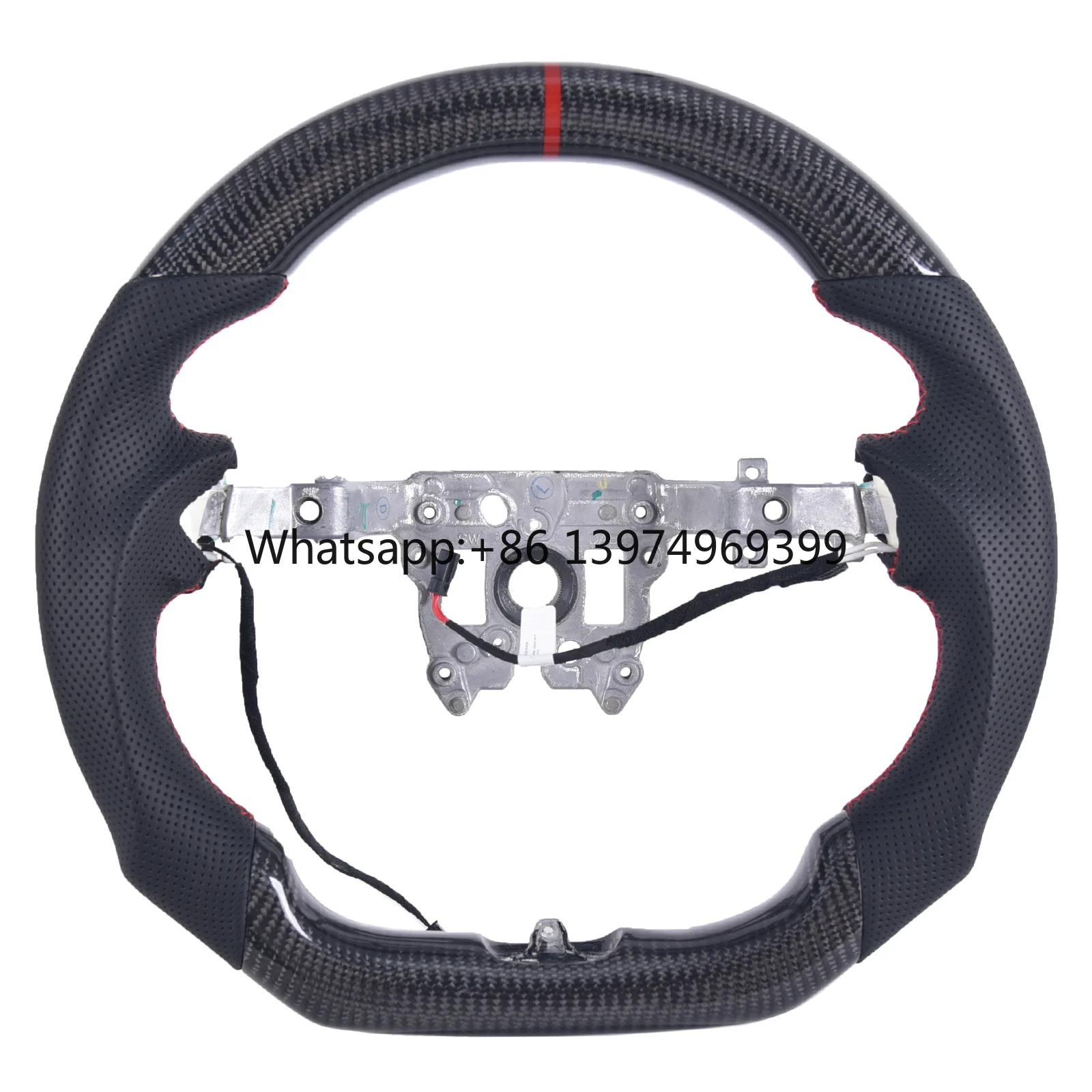 Carbon Fiber D-Shape Flat Bottom Steering Wheel with Heated Perforated Leather Grip for Tesla Model 3 Highland 2024-2025