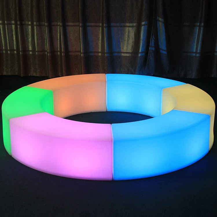 Light Up Led Plastic Patio Benches Outdoor Furniture Rgb Led Light Plastic Curved Bench