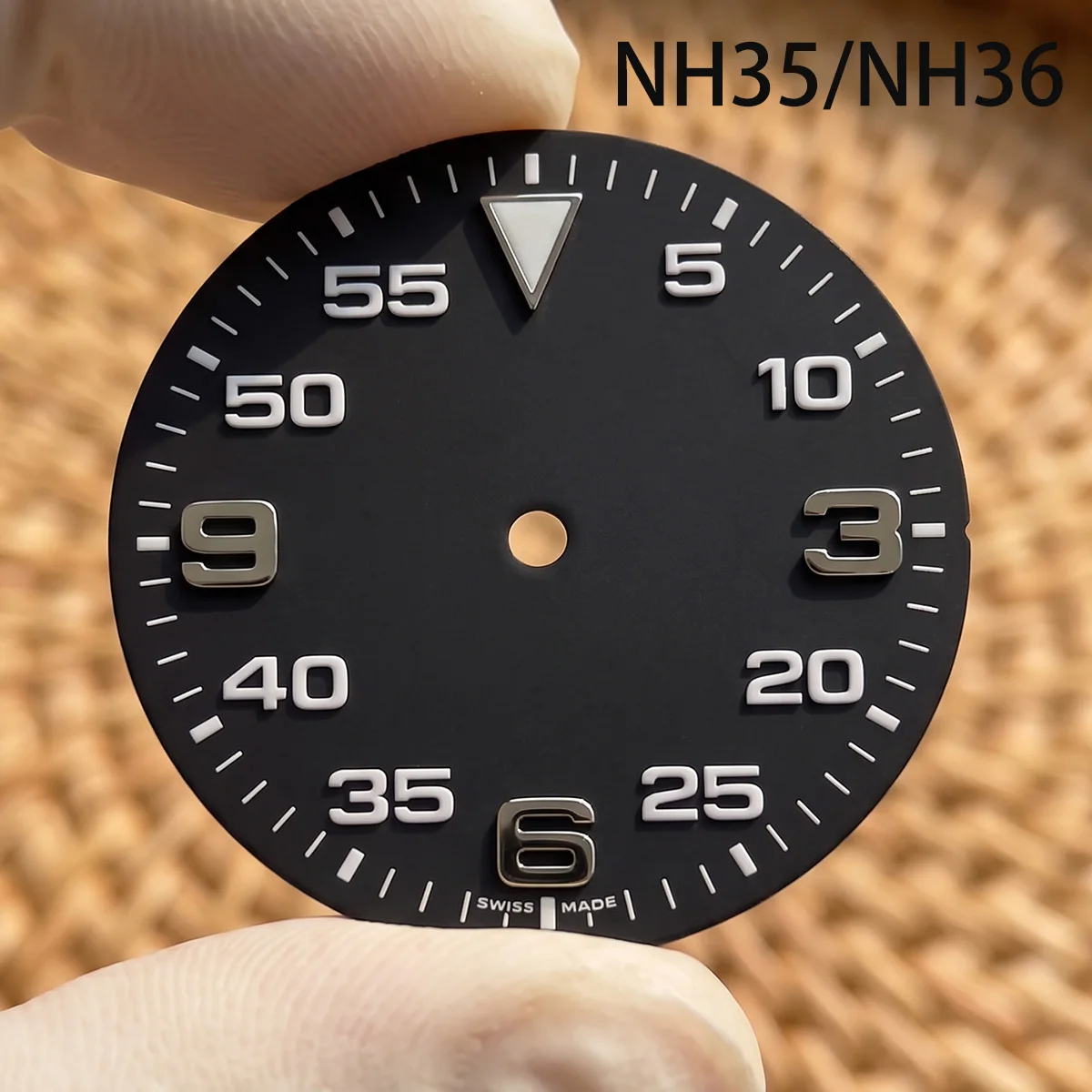 28.5mm/31mm Dial NH35 Movement , BGW9 Ice Blue Glowing Suitable for DIY Modification Accessories of NH35/NH36 Mechanical Watches