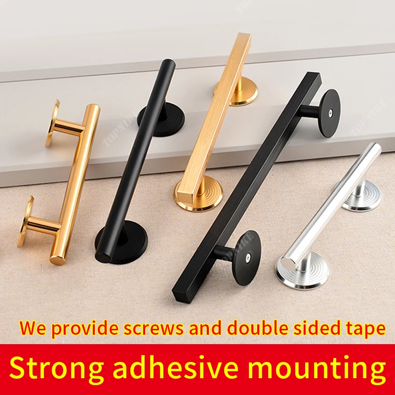 Glue-on pulls, no drilling required Kitchen sliding door window wood door handle glass sliding bathroom door cabinetdrawerhandle