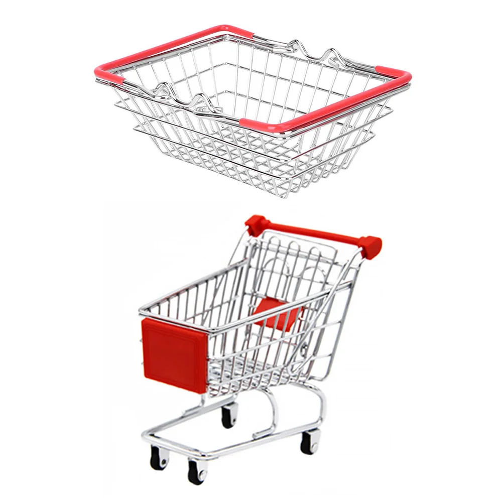 

Wrought Iron Food Basket Kids Pretend Play Toy Shopping Cart Toys for Girls Truck Stainless Steel Child Toddler Baskets