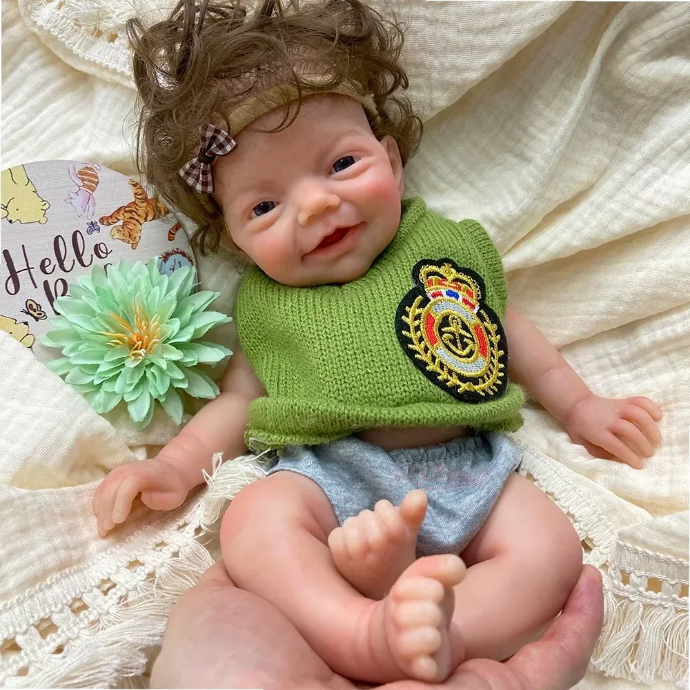 12 Inch Silicone Reborn Baby Doll, Handmade Hair, Realistic Baby Toy