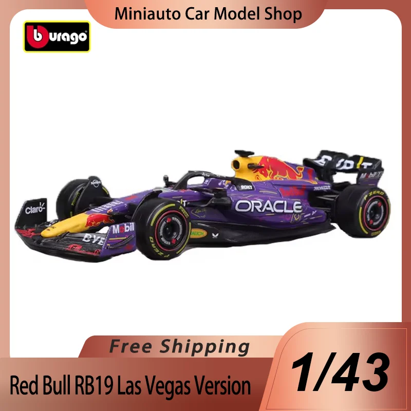 Nieuw Product 1:43 2024 Bburago F1 Red Bull Racing Rb19 Las Vegas Versie Legering Miniatuur Diecast Model Speelgoed Auto Kerstcadeau