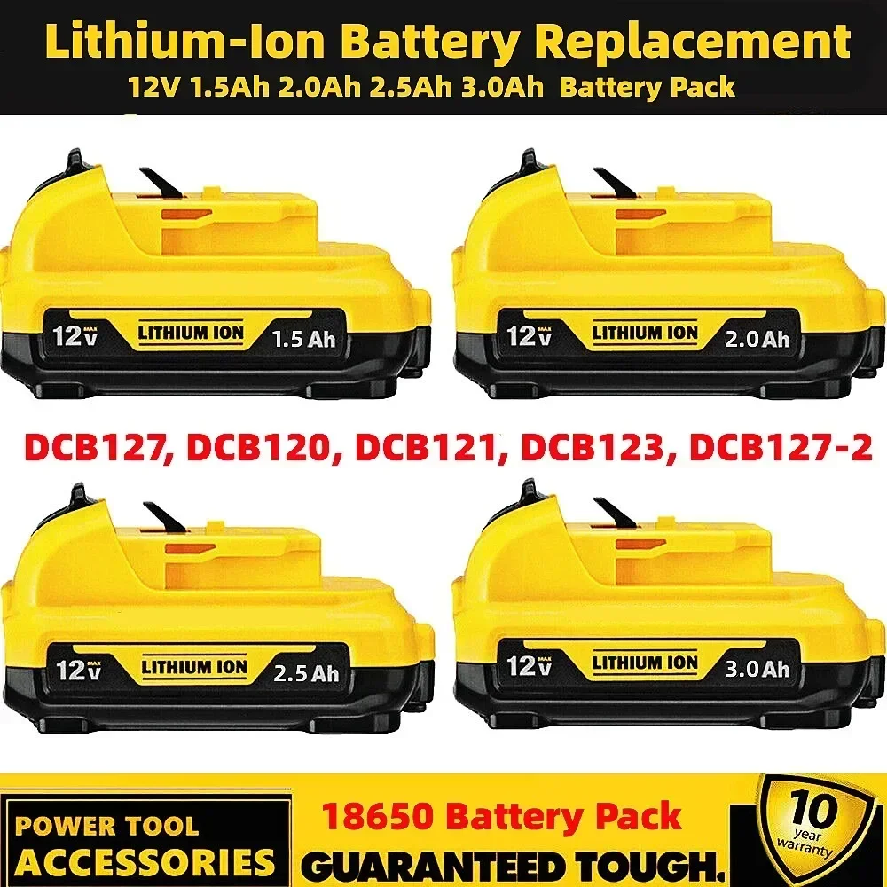 

Cordless/Rechargeable for Dewalt DCB120 Lithium ion Batteries 12V 1.5Ah Battery DCB124 DW089LG DCD701F2 Power Tools/Laser Level