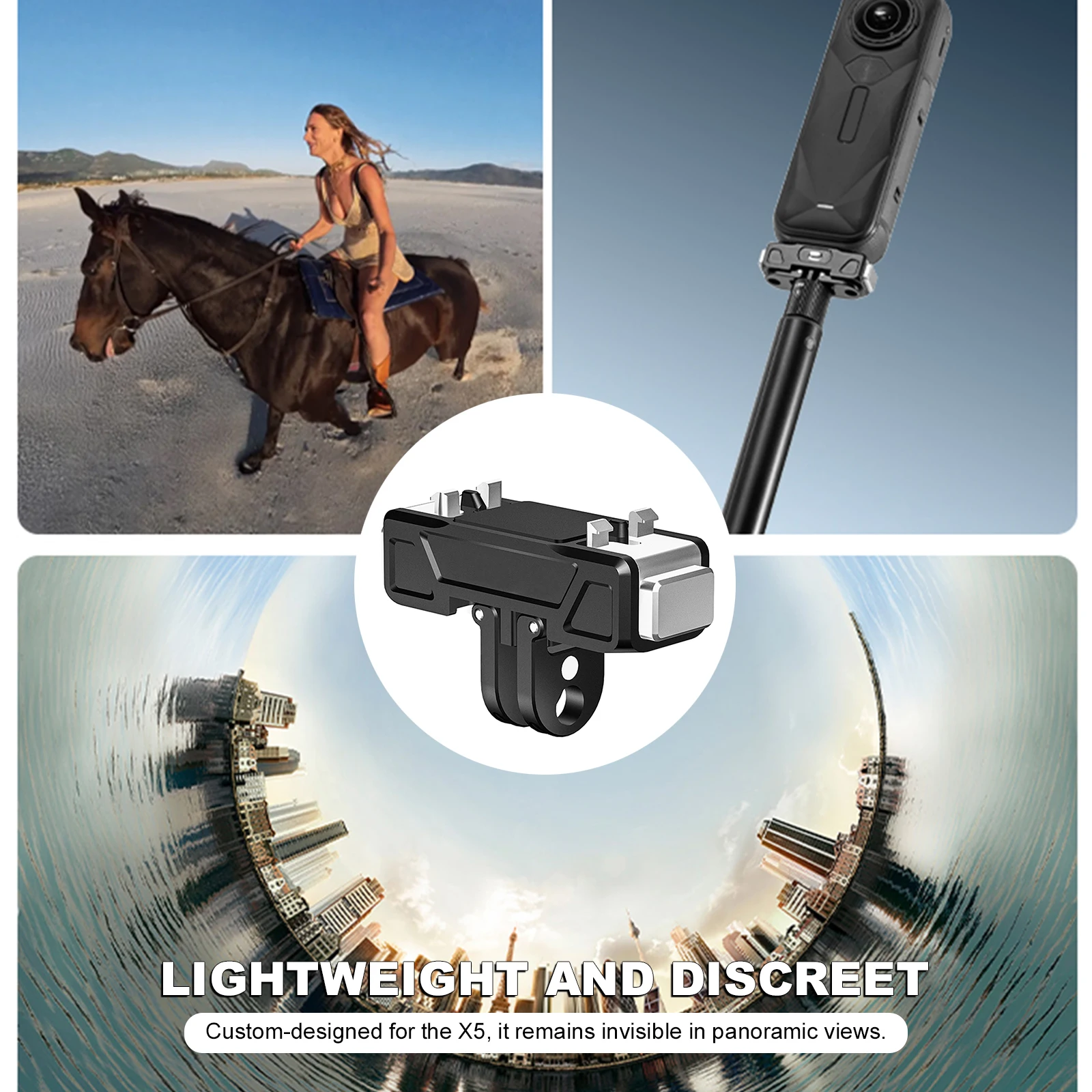 

Магнитное крепление-адаптер из алюминиевого сплава, быстросъемный кронштейн для расширения функциональности для Insta360 X5/ACE/ACE PRO/ACE PRO2