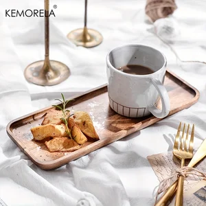 Kemorela Acacia Wooden Coffee Tray, 1 piece, Decorative Wood Tray for Dessert, Sweets, Bamboo, Gongfu Tea Tray 6 Main Sales Tray Bamboo - №3