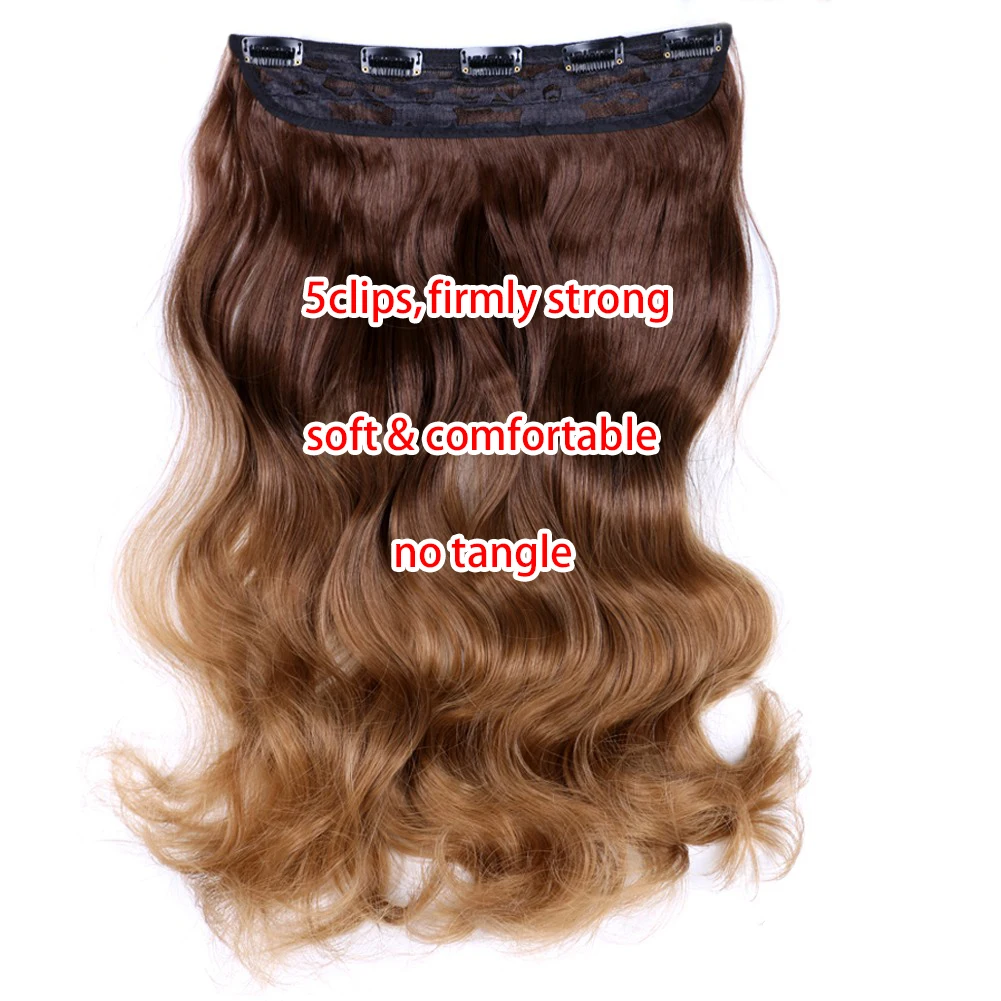 Belle Show Synthetic  Long Wavy Hairpiece Heat Resistant Hairpiece 17 Inch 5 Clips Fake Hair For Women