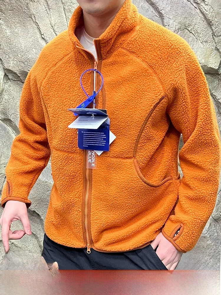 

Thiened Fce Outdoor Jaet for Couples Men Women Windproof Warm Fluffy Stand Collar Zipper Closure Long Sve Stand Fit