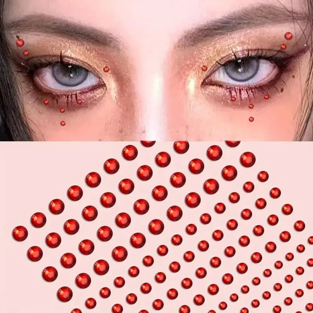 Red Ruby Makeup Face Stickers Stage Eye Bright Diamond Tear Rhinestones Shiny Diamond Stickers The Corners of The Eyes Y2K
