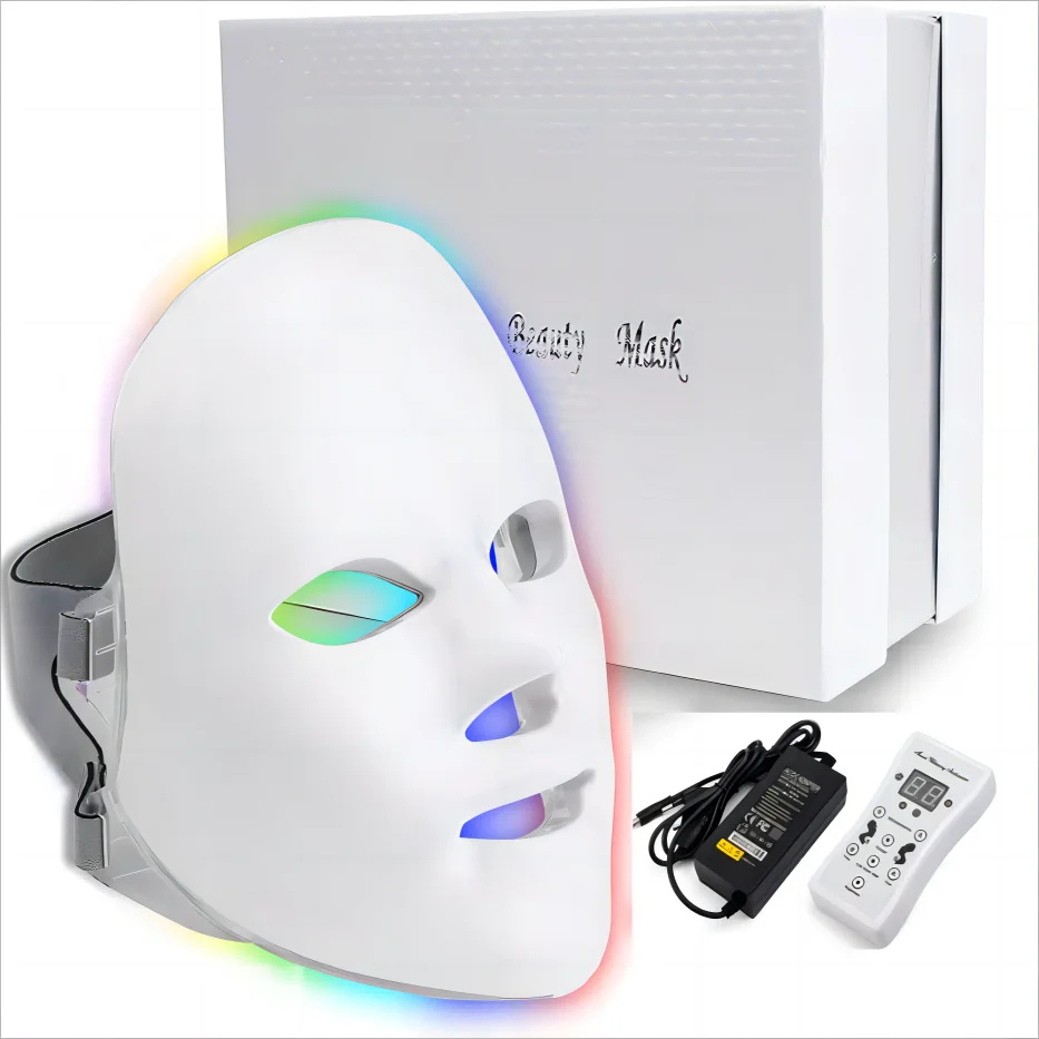 Masque facial LED sans fil, 7 couleurs, thérapie photon, recharge USB, anti-âge, soin de la peau, appareil de beauté