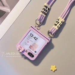 Crossbody Lanyard Bow Hinger Phone case For Samsung Galaxy Z Flip 3 4 5 6 flip6 zflip5 Cover