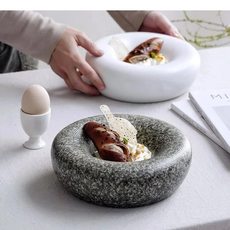 

Large Japanese Sashimi Sushi Dish Round Ceramic Western Hotel Restaurant Dessert Plate Main Kitchen Tableware