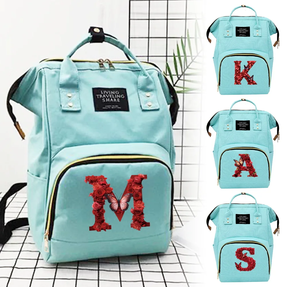 

Mommy Diaper Bags Milk Bottle Organizer Large Capacity Infant Products Storage Backpack Red Rose Series Resistant To Dirt
