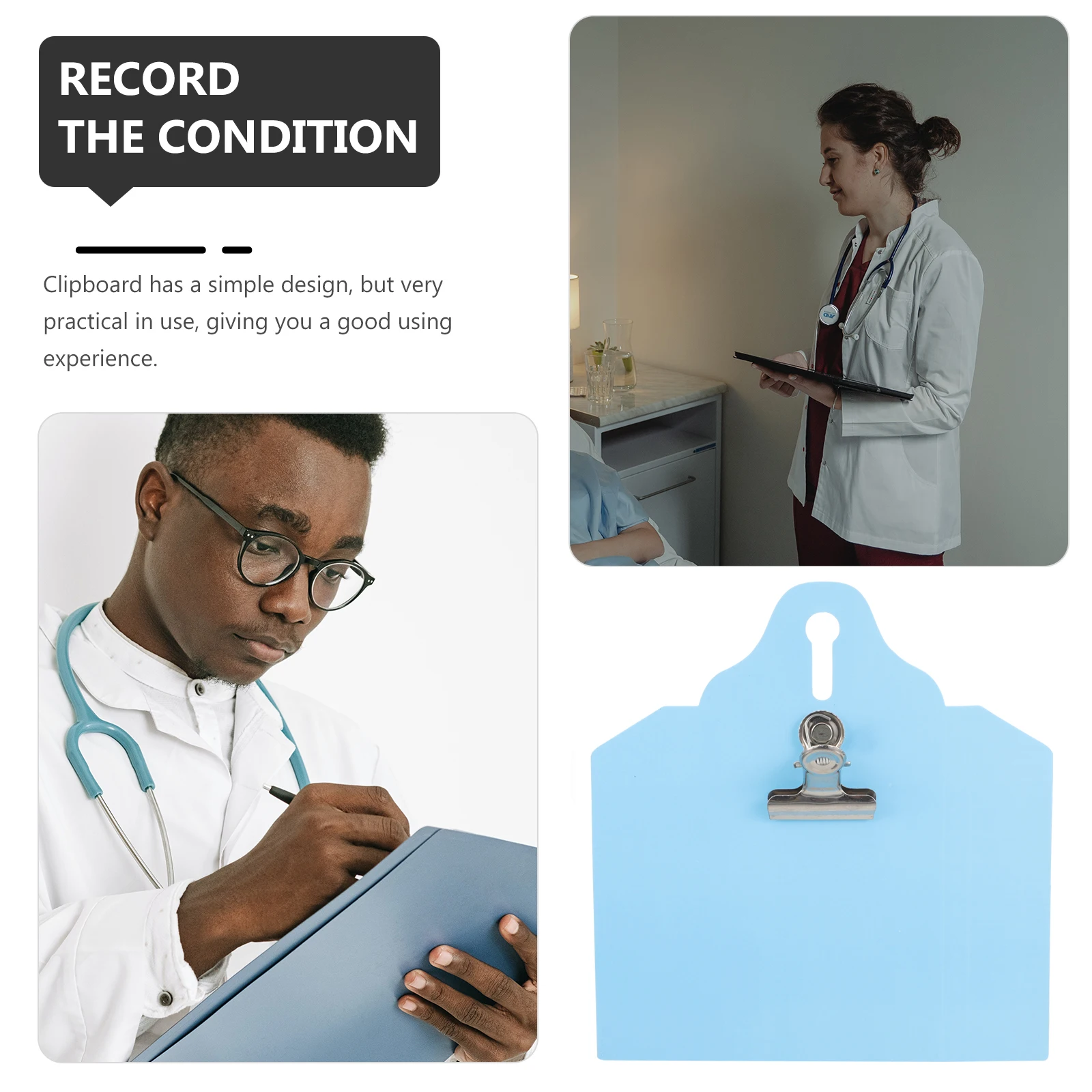 

Thickened Nursing Clipboard Medical Record Paper Holder Nurse Writing Pad Non-Slip Hospital Writing Multipurpose Plastic Clip