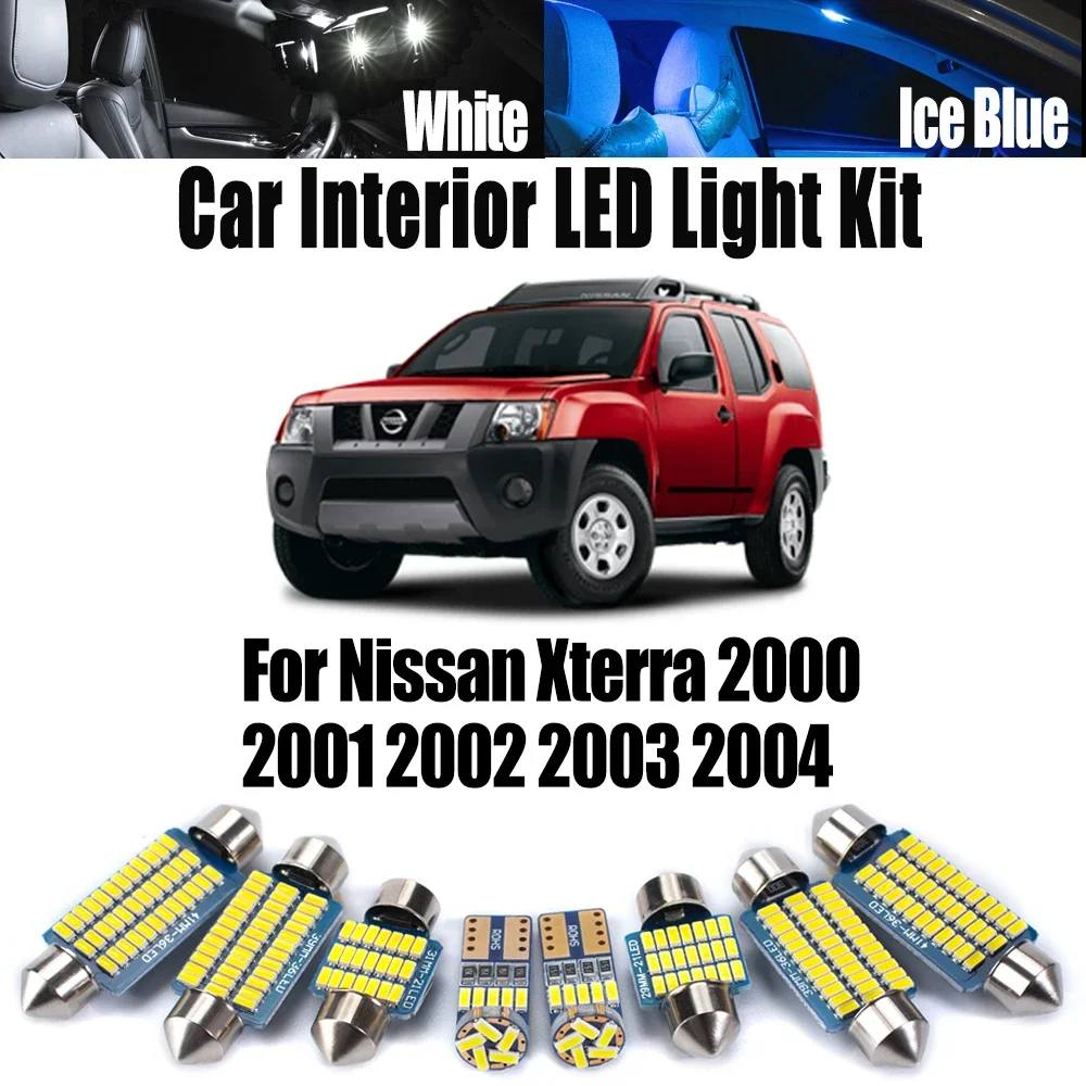 8Pcs Canbus For Nissan Xterra 2000- 2002 2003 2004 Car Accessories Vehicle Bulb LED Interior Map Dome License Plate Light Kit