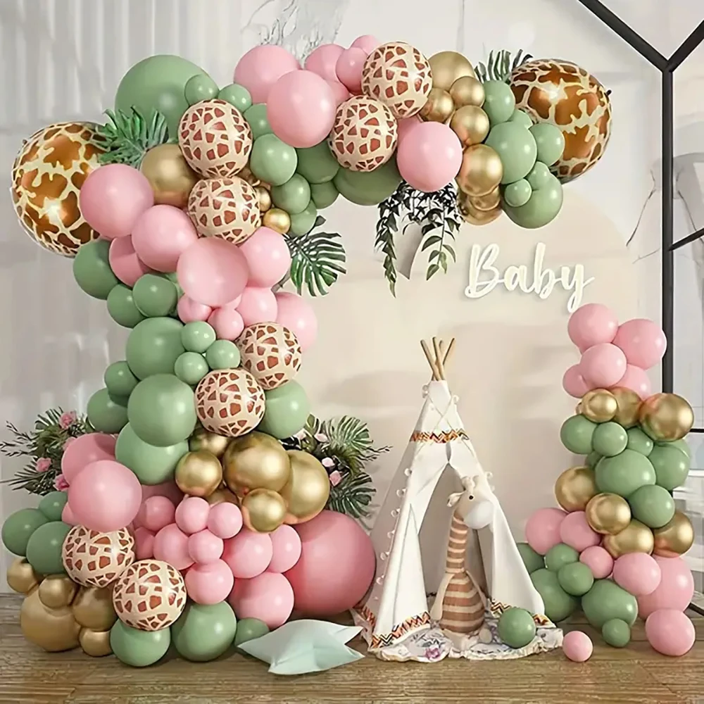 95Pcs Safari Balloons Arch Kit Animal Wild One Birthday Decorations for Safari Baby Shower Decorations view 2