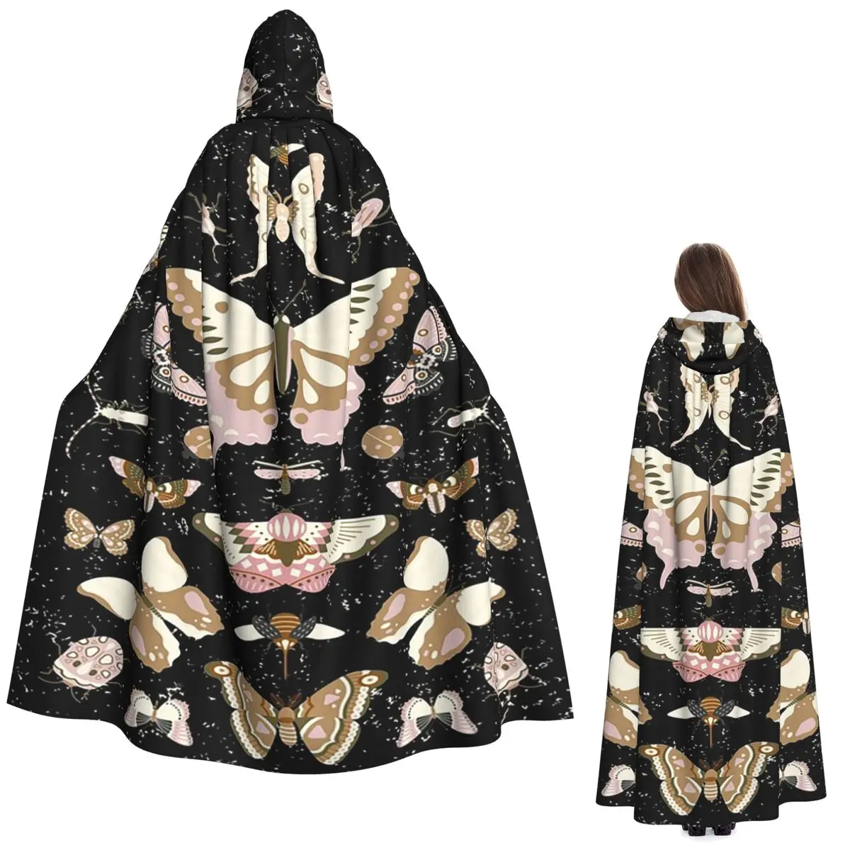 

Длинный плащ с капюшоном в стиле бохо, пчела и мотылька, средневековый костюм ведьмы, накидка для косплея, Хэллоуин, вечеринка для взрослых, унисекс