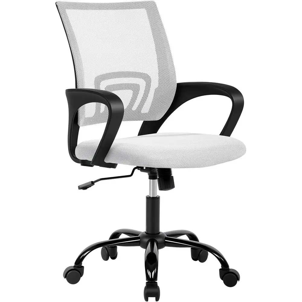 

Ergonomic Mesh Office Chair with Lumbar Support, Adjustable Swivel Seat for Comfort and Back Pain Relief, White