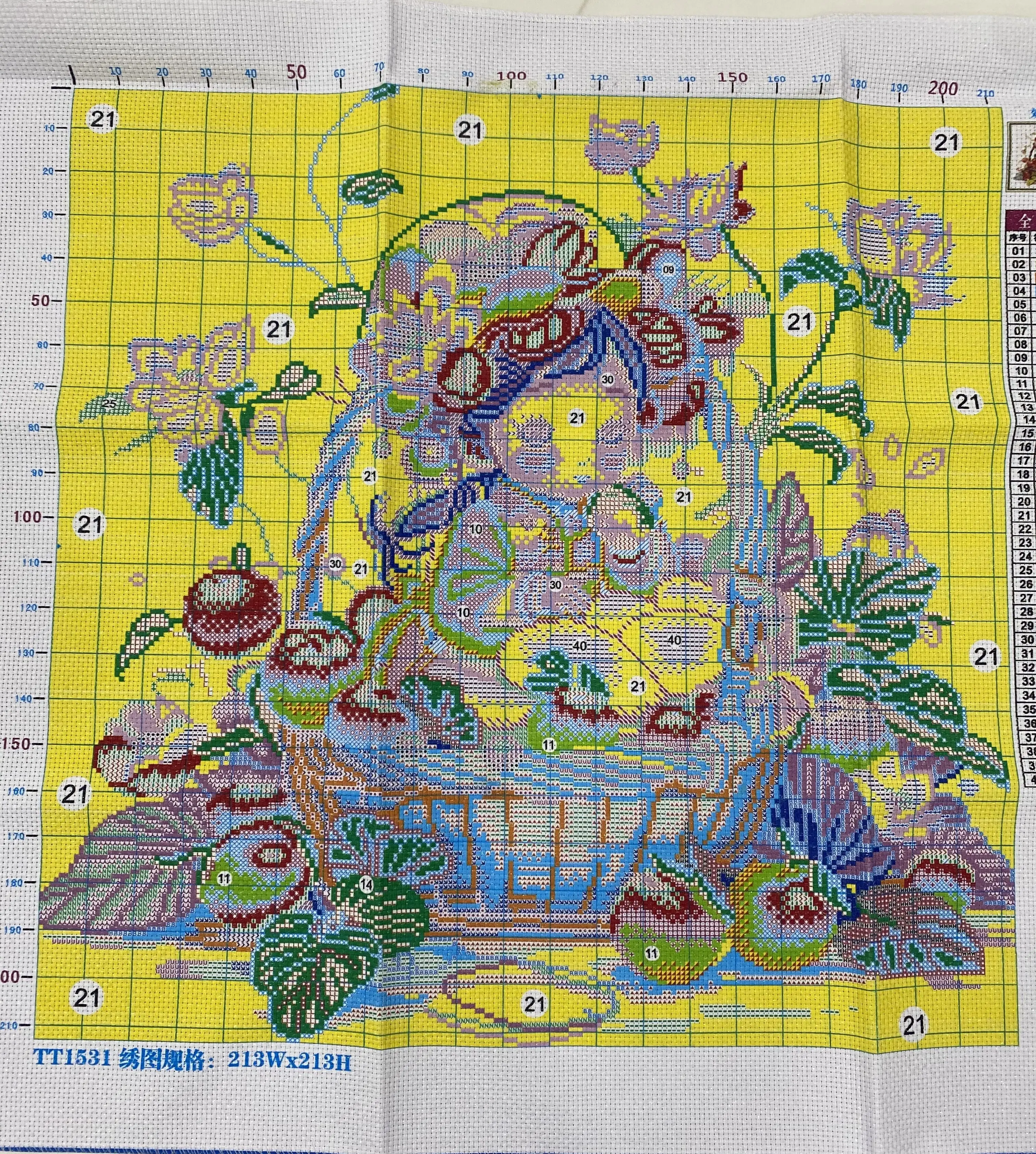 Fruit Basket Girl Embroidery DIY Chinese Style Printed Kits Cross Stitch Thread Needlework Sets Home Decor Crafts New Arrival
