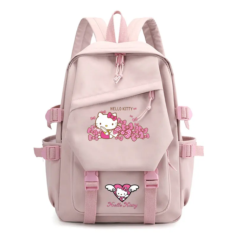 MINISO Large Capacity Hello Kitty Backpack Fashion Kawaii School Bag Waterproof Nylon Fabric for Girl Student