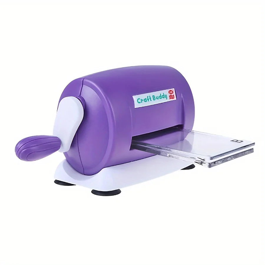 Purple embossing machine, 1 die cutting machine with 2 back panels, foldable extended platform cutting machine