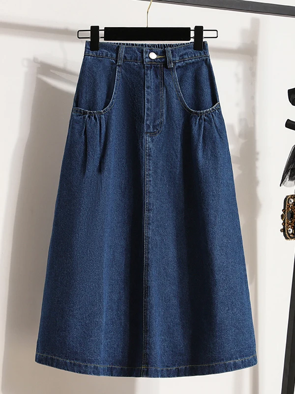 

Повседневная джинсовая юбка А-силуэта с высокой талией, весна-лето, в гонконгском стиле, для женщин, модная, для работы, художественная, средней длины