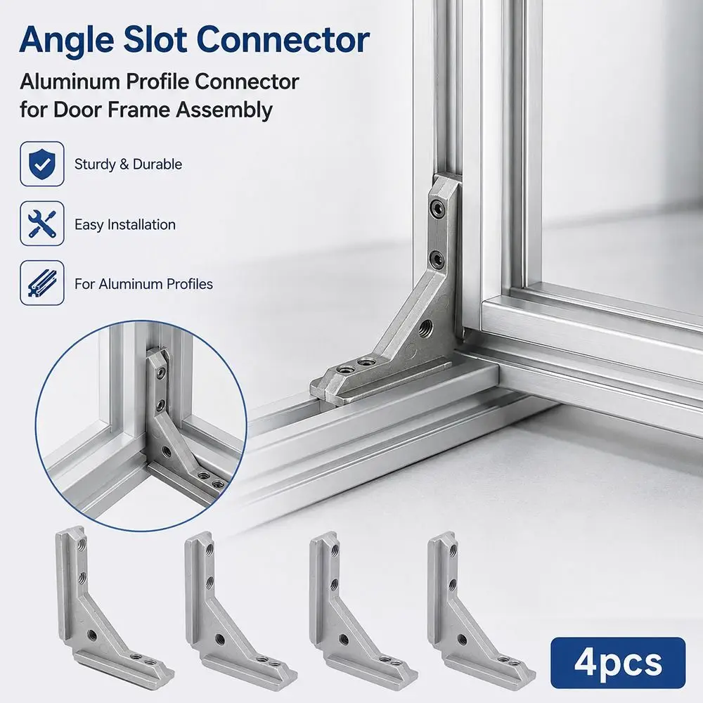 1/4Pcs 2020 3030 4040 Angle Slot Connector Sandblasting Surface Die Cast Aluminum Aluminum Profile Connector Fixing Hardware