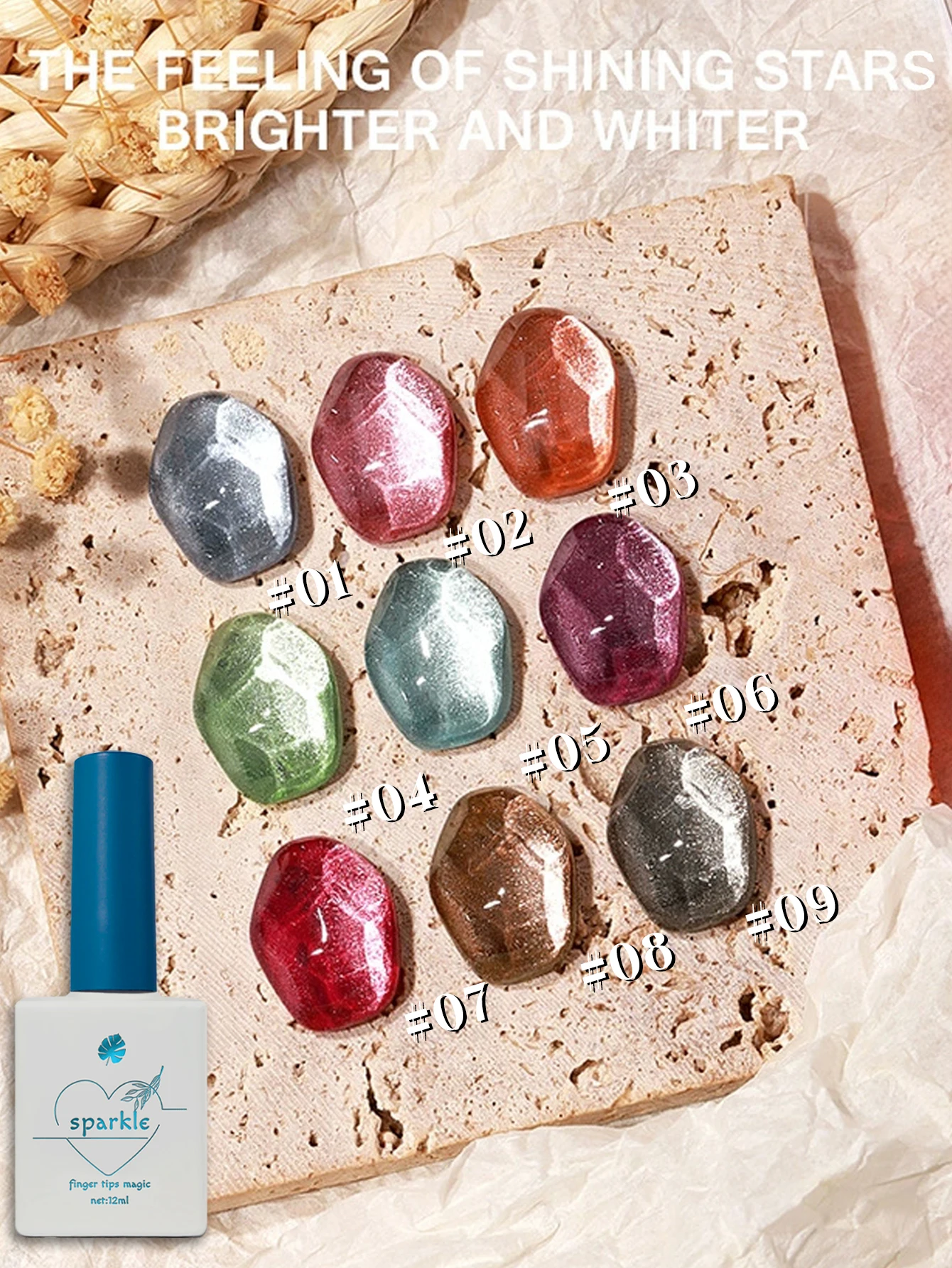 1-9PCS 아이스 크리스탈 캣츠 아이 젤 네일 폴리시 2025 가을 겨울 인기 반짝이는 광택 캣츠 아이 젤 네일 아트 용품