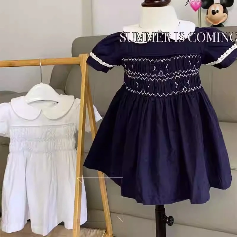 

Summer English Charlotte Cotton Handmade Wrap Heavy Industry Embroidery Girl Princess Doll Dress Kids Boutique Dress