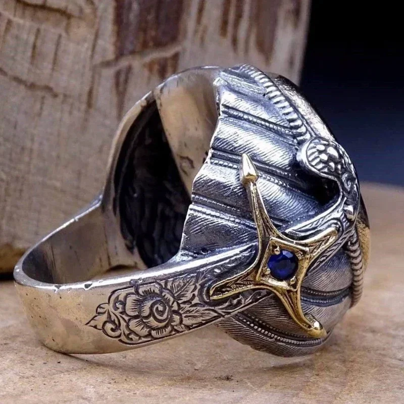 Turkish Handmade Jewelry Silver Color Plated Islamic Men\'s Ring SIZE 6-11