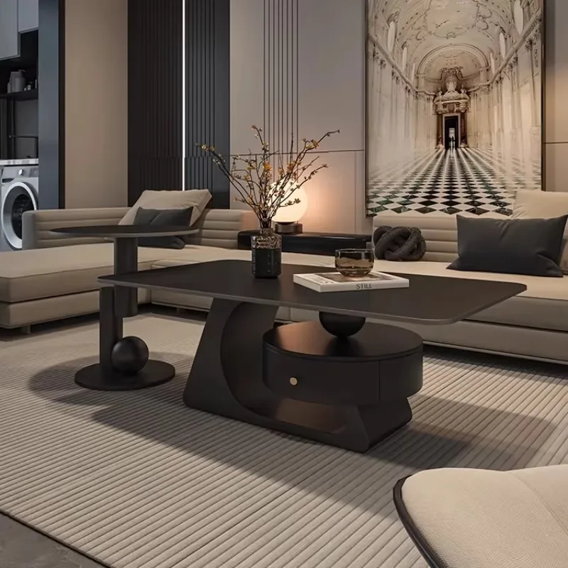 

High Drawer Coffee Table Black Storage Wood Unique Modern Coffee Table Luxury Space Saving Couchtisch Furniture For Home