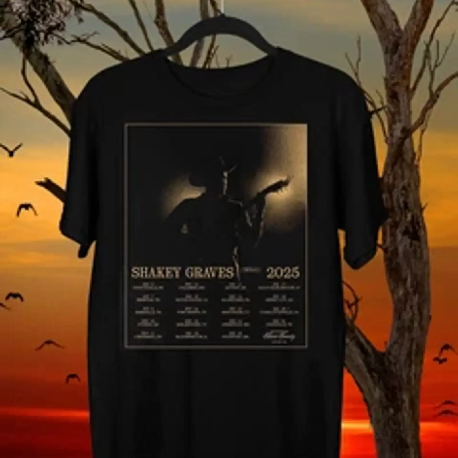 Shakey Graves 2025 Tour T shirt Full Size S to 5XL QA1008 vintage Washed streetwear Versatile Unisex Slightly Casual Stylish