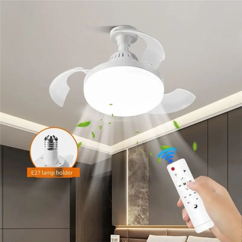 BBNV-Retractable Ceiling Fan With Lights,With Remote Control,Retractable Blades,Dimmable,For Bedroom Living Room Dining Room,