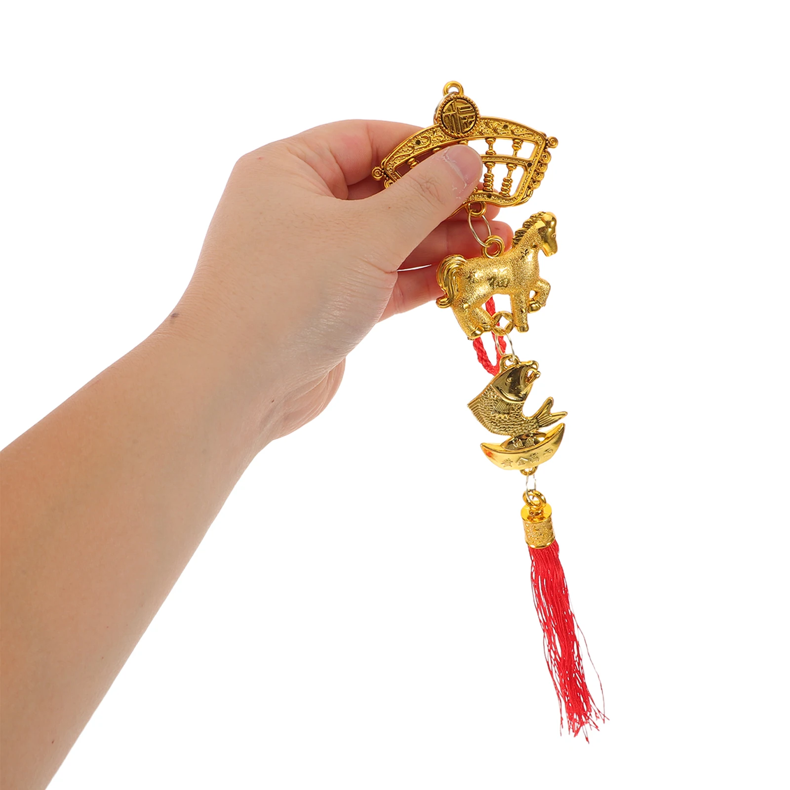 

9Pcs Chinese New Year Horse Decorations - Year of The Horse Knot Charm with Red Tassel for Feng Shui Wealth Good Luck Pendant