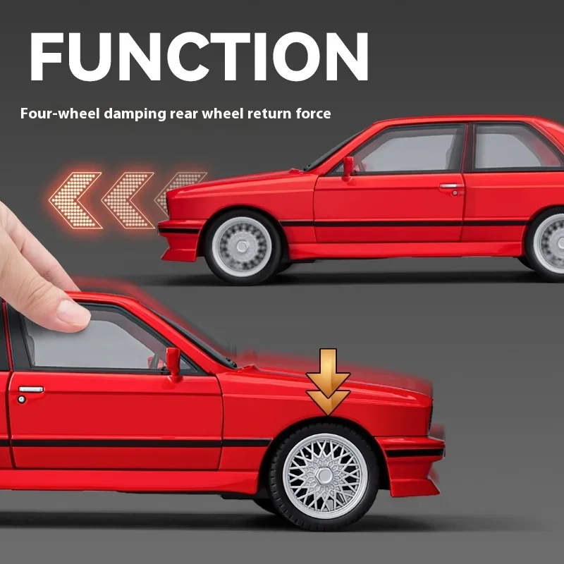 1988 1:24 BMW M3 E30 Modifiziertes klassisches Rennfahrzeug, Legierung, Druckguss-Malerei, Modellauto, private Sammlerstücke, Waren für den Großhandel