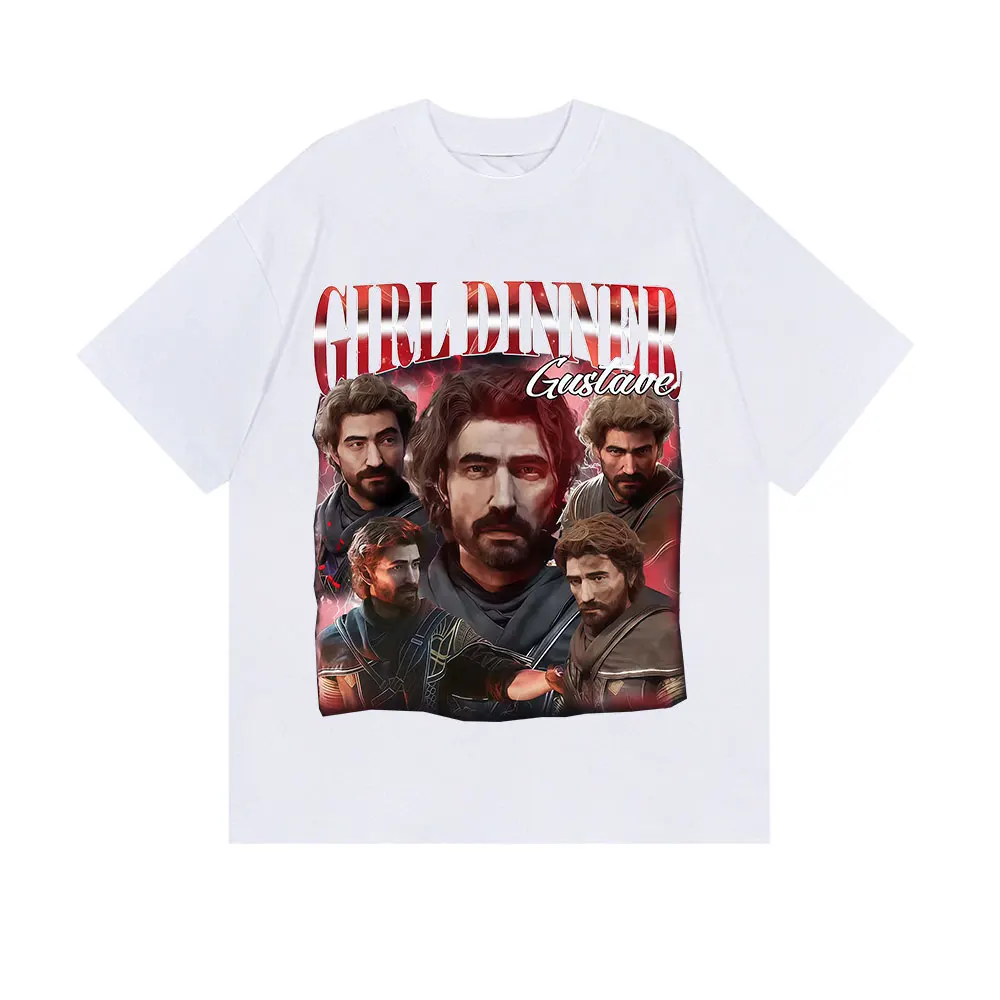 Girl Dinner Gustave Retro Graphic T-Shirts Clair Obscur Expedition 33 Classic Clothing T Shirt Men's Gothic Short Sleeve T-shirt